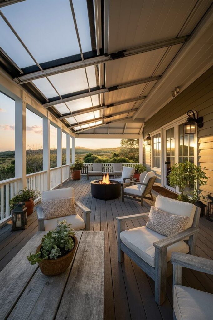 back porch scene with a retractable roof