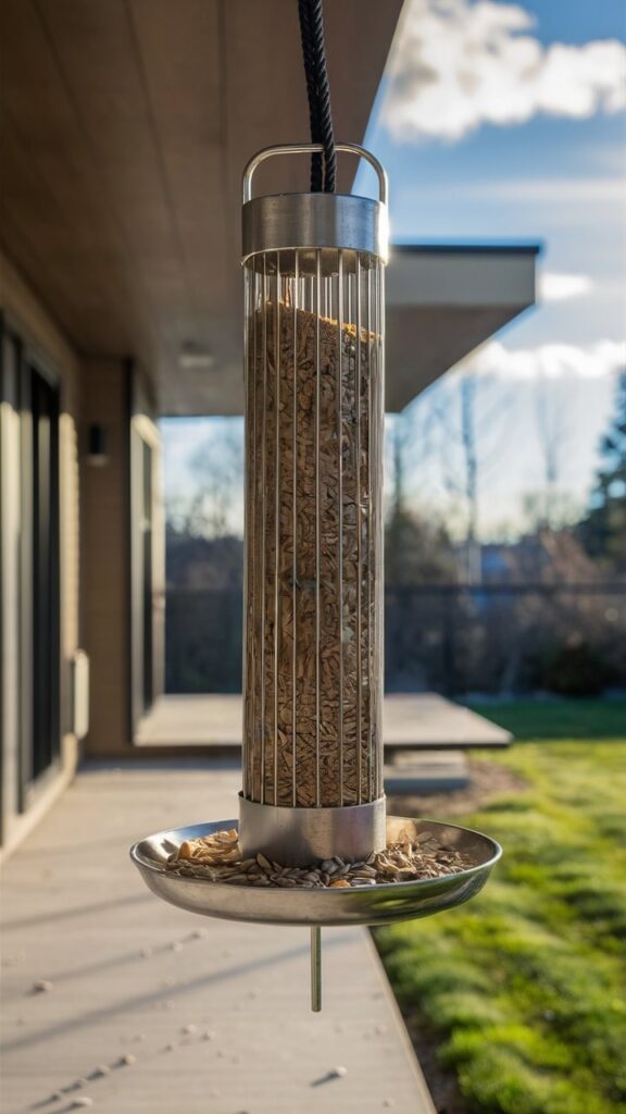 back porch with a bird feeder