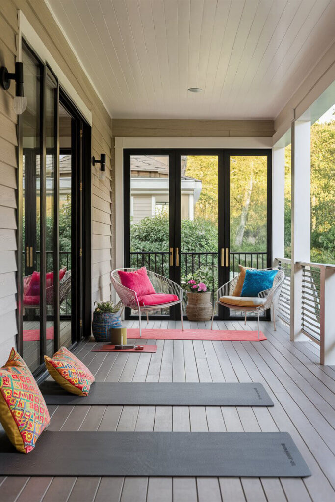 back porch with dedicated yoga space