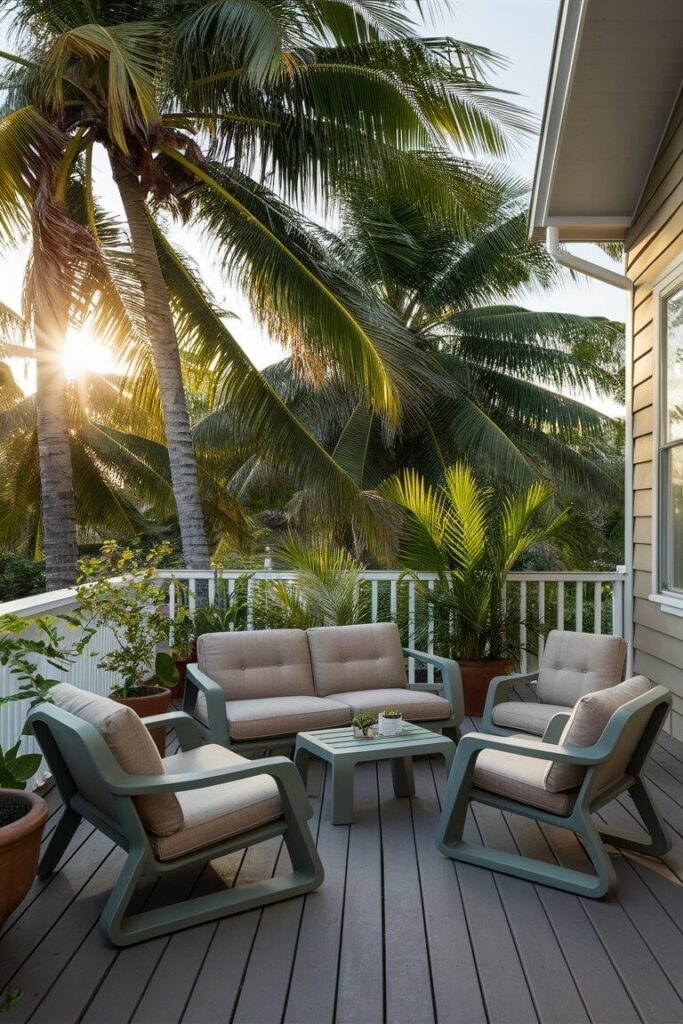 back porch with recycled plastic lumber furniture