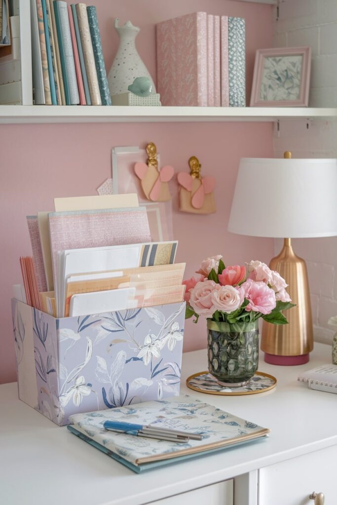 feminine decorative file folders in the home office