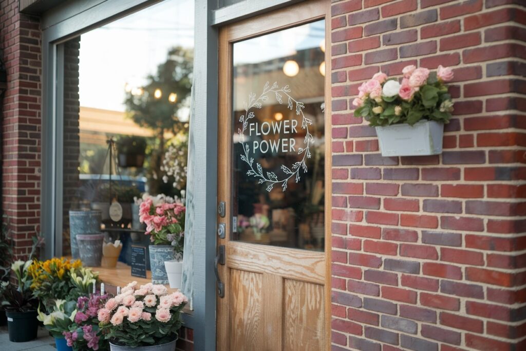 entrance to the flower shop