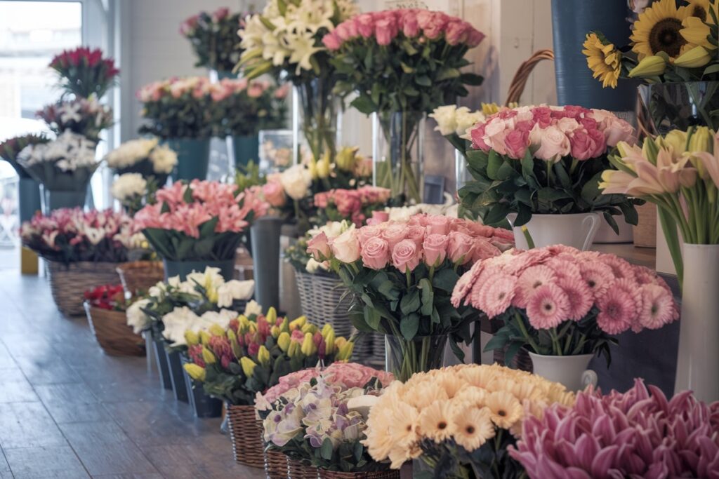 flower shop with a variety of flowers