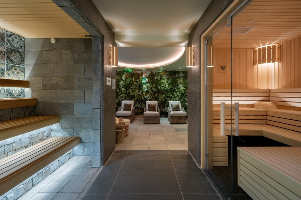 luxury spa with a steam room