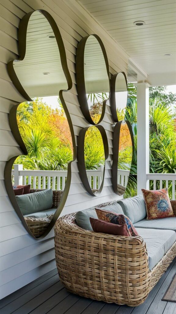 modern back porch adorned with outdoor mirrors