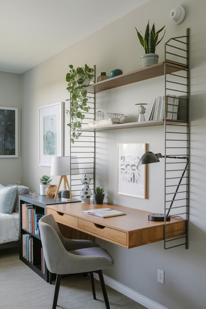 office guest room with a floating desk