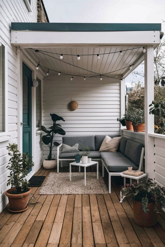 small back porch with cozy outdoor seating area