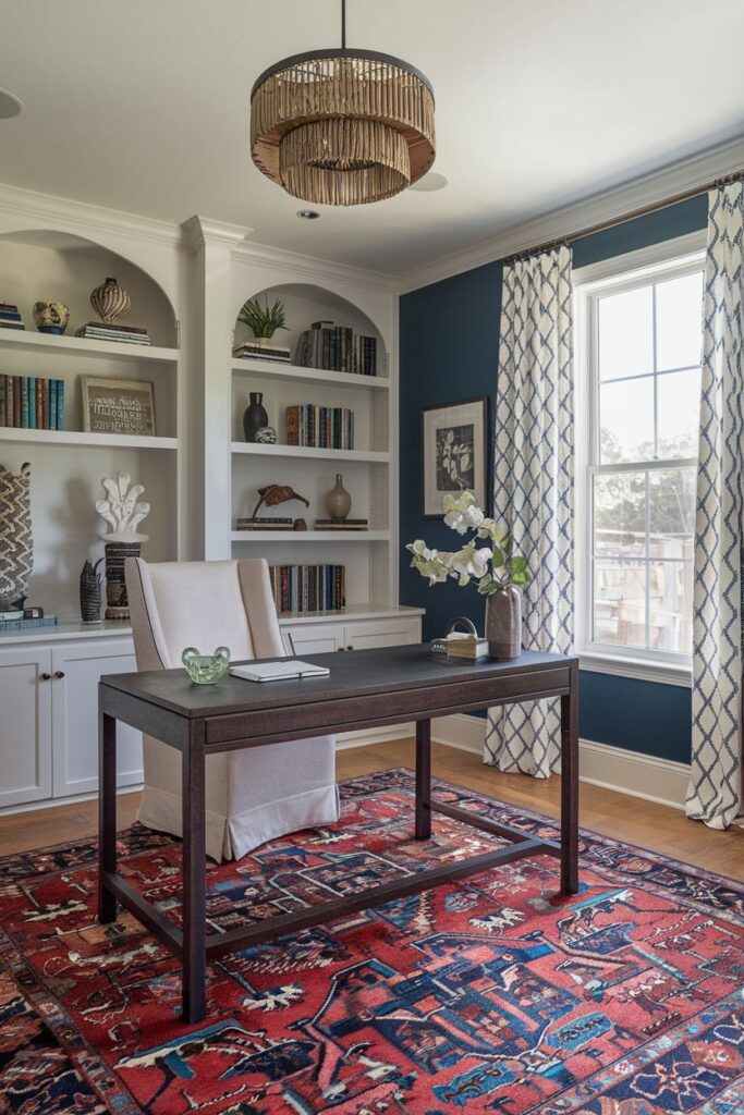 traditional rug in the home office