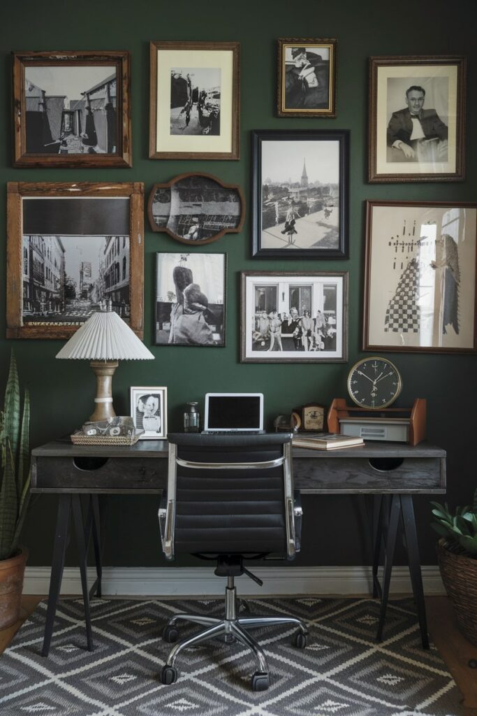 vintage black and white photography in the home office