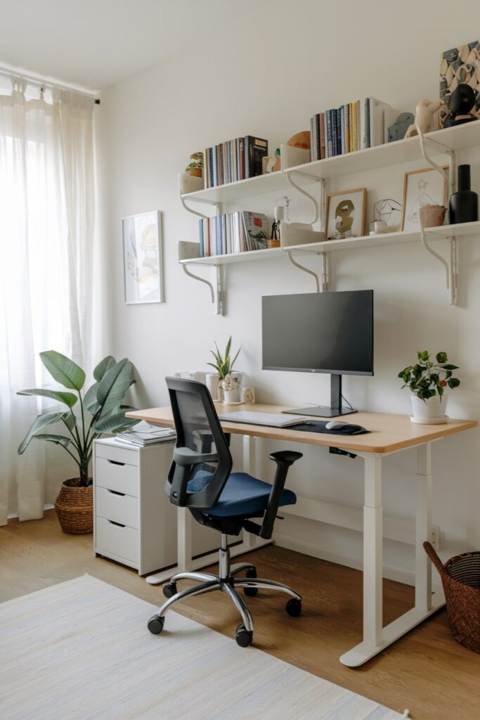ergonomic study room setup, ergonomic chair, standing desk