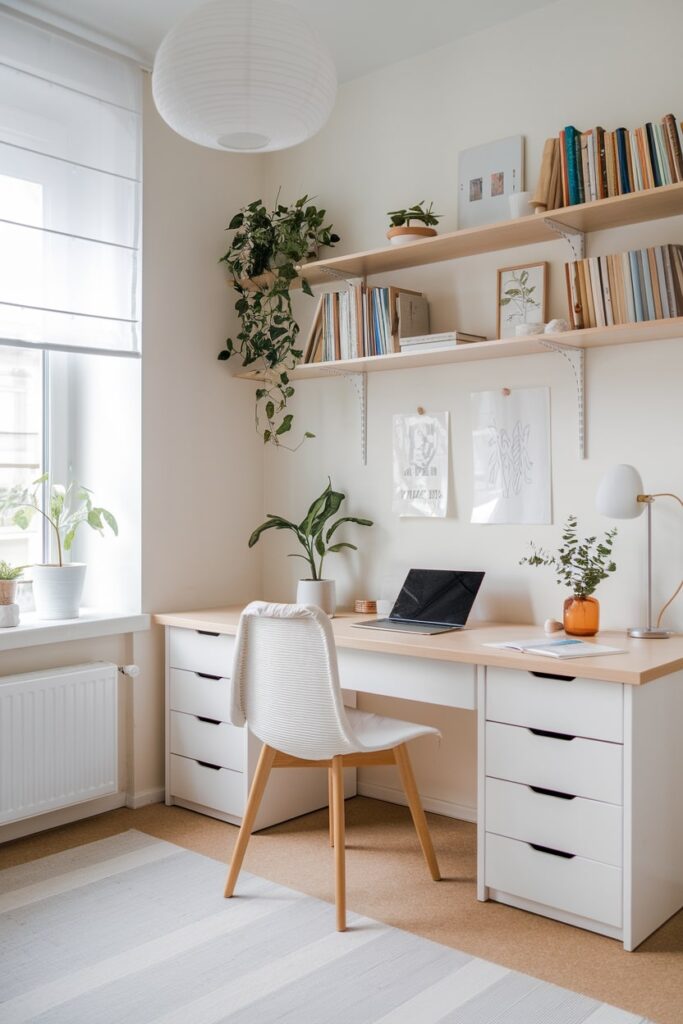 light Scandinavian study room, nordic design