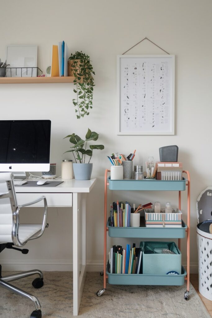 rolling cart storage in the home office