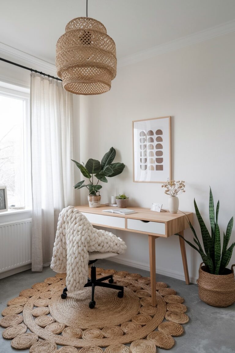 23 Scandinavian Home Office Ideas for a Fresh Look - Cozy Scandinavian Home Office Atmosphere