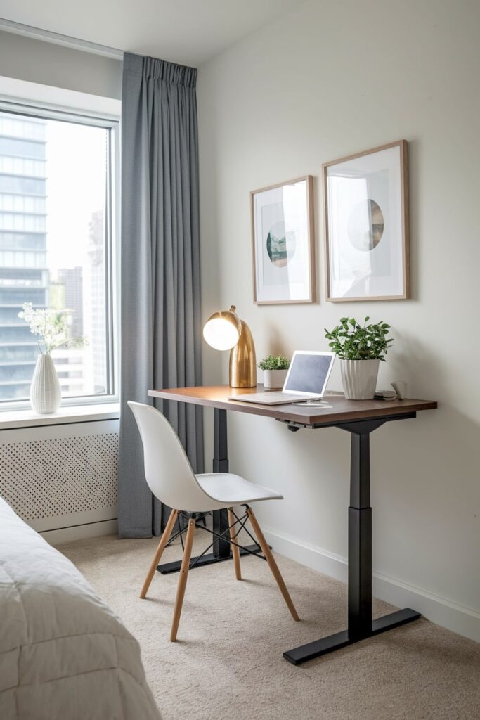 modern standing desk in the bedroom