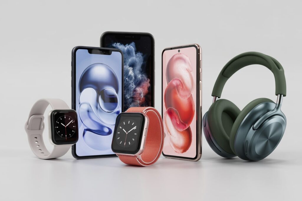 electronic devices, watches, smartphones, headphones