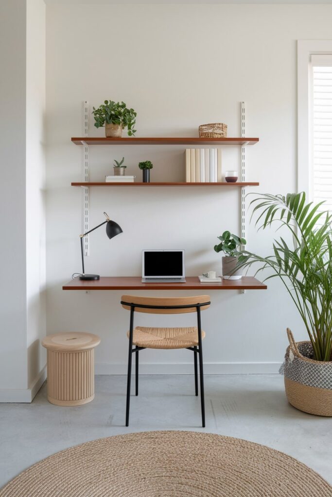 floating desk in the minimalist home office