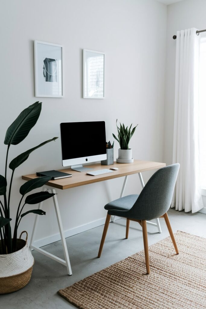minimalist workspace with clear desk surface