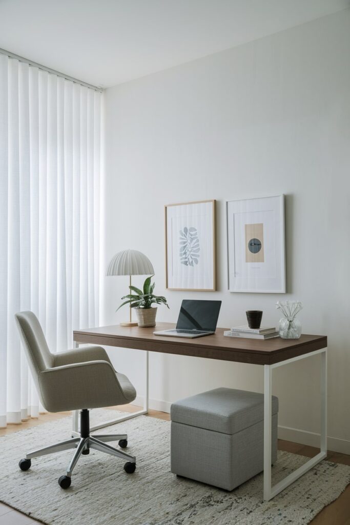 ottoman with hidden storage in the minimalist home office