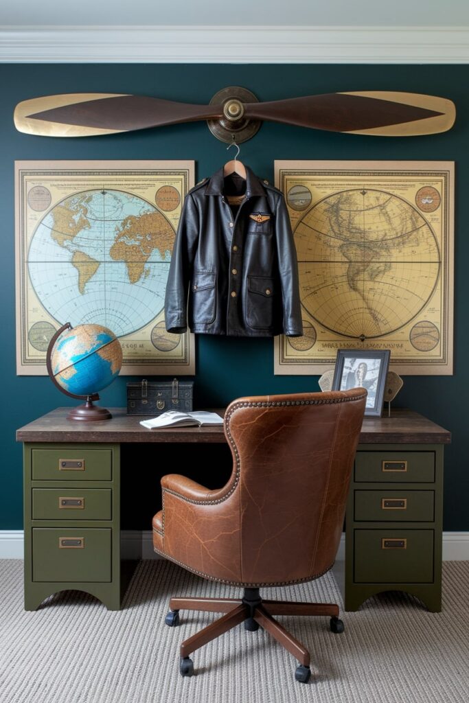 aviation inspired home office for men