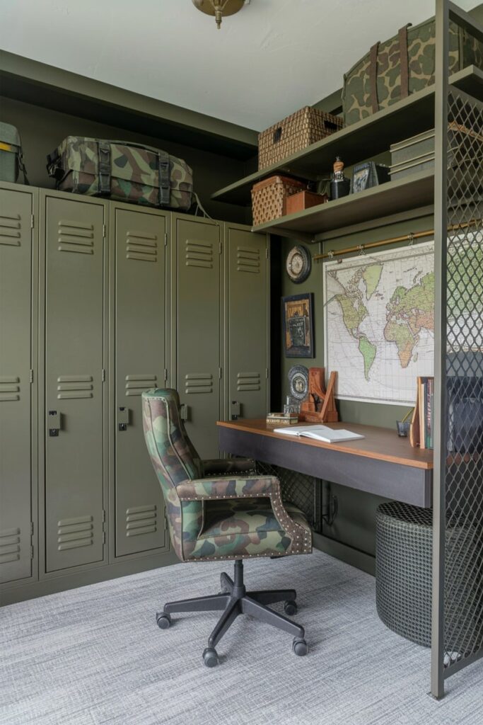 military-inspired home office for men