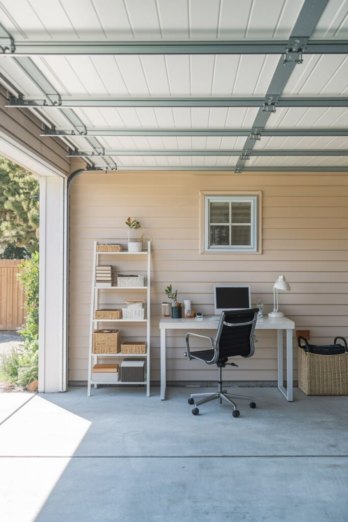 small home office in the garage