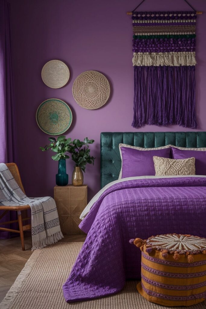 bohemian purple bedroom