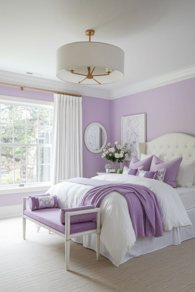 lilac and white color scheme, purple bedroom