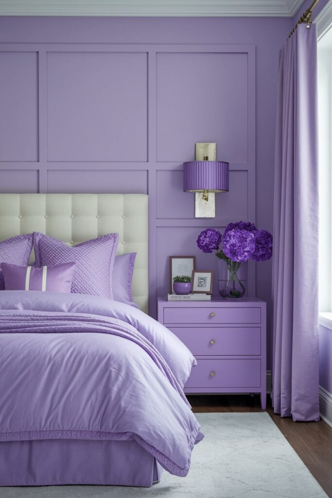monochromatic purple bedroom