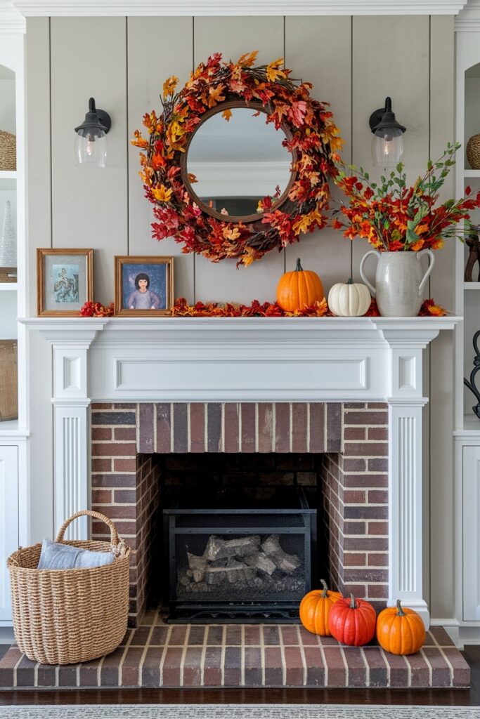 personalized fall mantel decor, handmade crafts, children's drawings