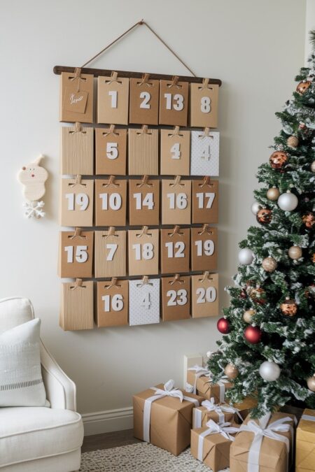 Advent calendar wall display and Christmas tree