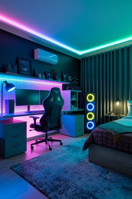 teen bedroom for a gamer