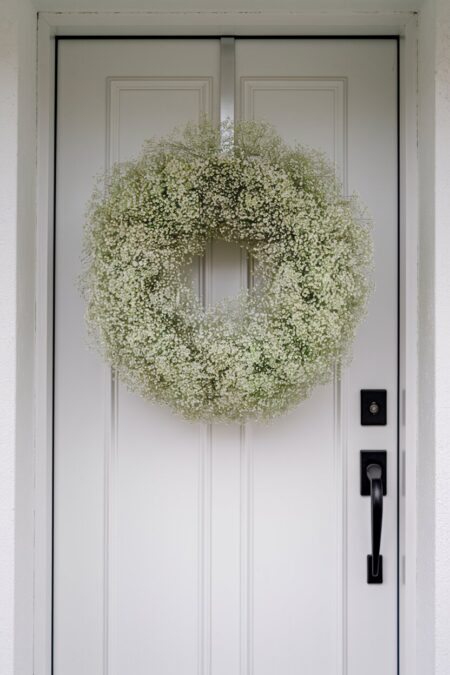 delicate baby's breath spring wreath for front door