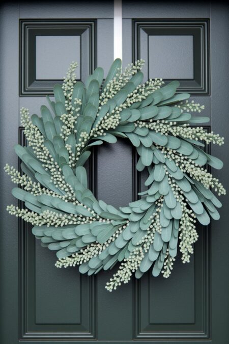 eucalyptus and white berries spring wreath for front door
