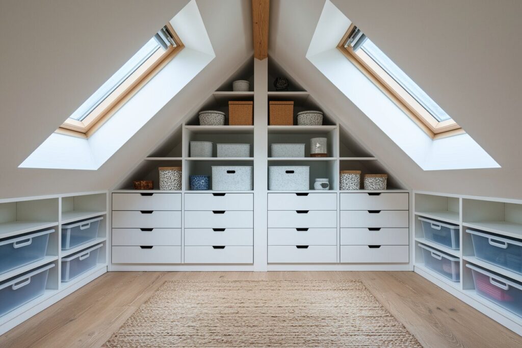 modern attic with storage solutions