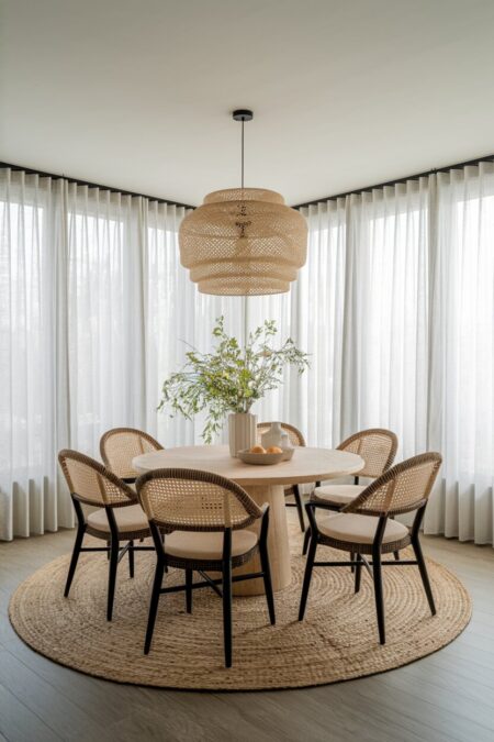sheer curtains as summer dining room decor