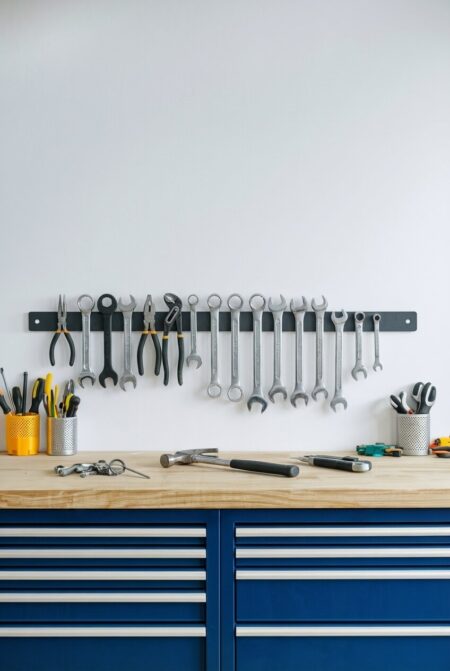 high-capacity magnetic tool holder, garage storage idea
