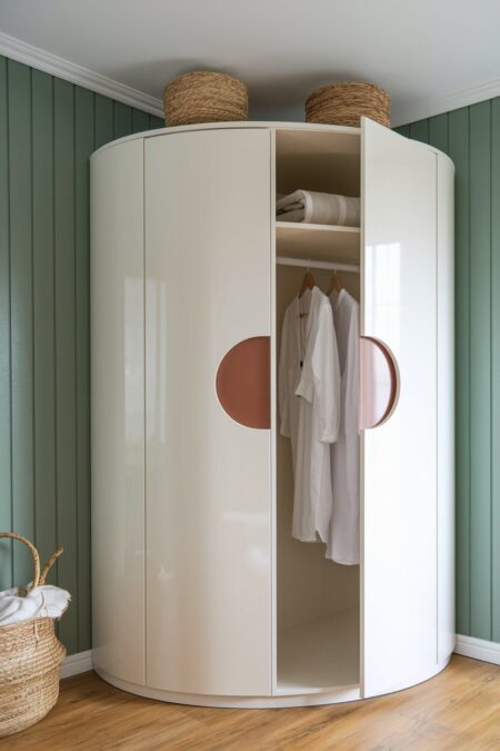 modern pie-cut rounded corner wardrobe