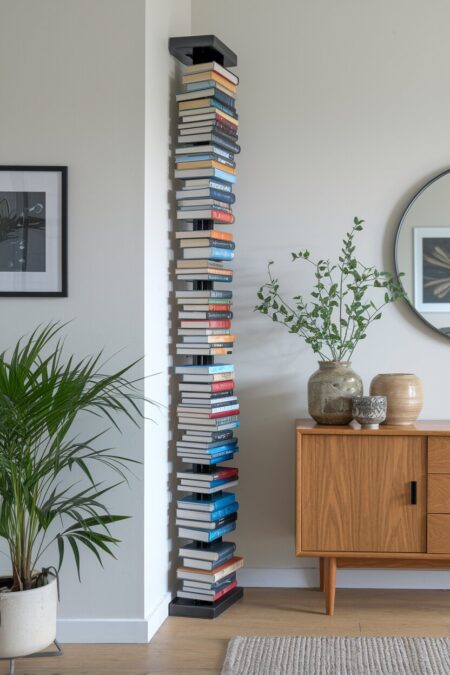 staggered vertical book tower