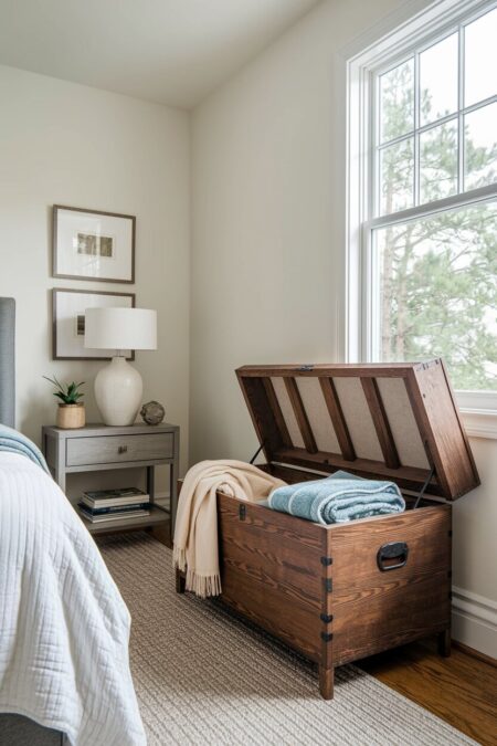 vintage trunk, cedar chest blanket storage