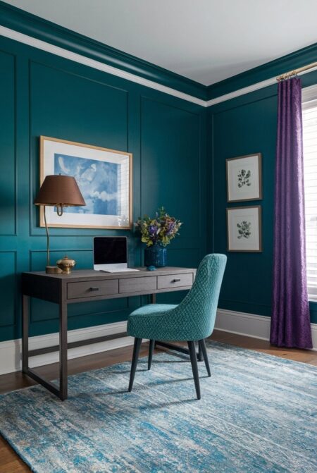 jewel-toned colorful home office