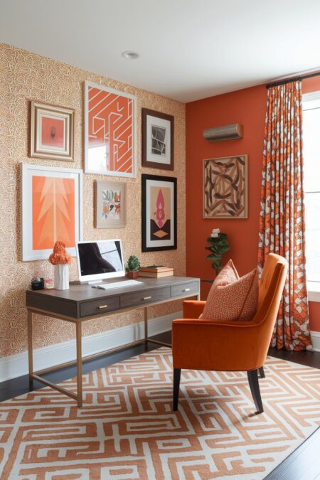 maximalist orange home office