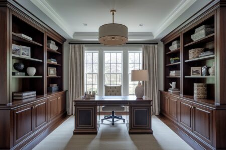 traditional style home office with wooden furniture